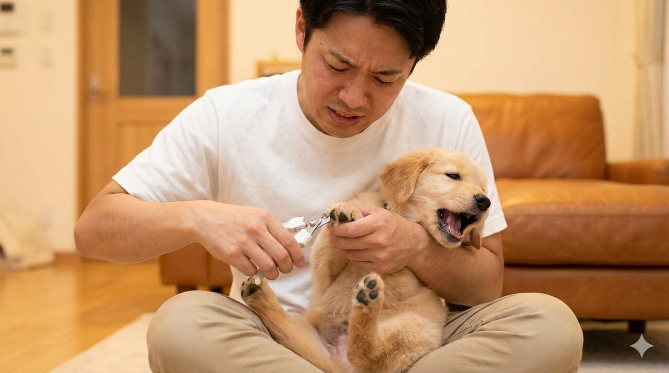 子犬が爪切りで暴れる時のNG対応