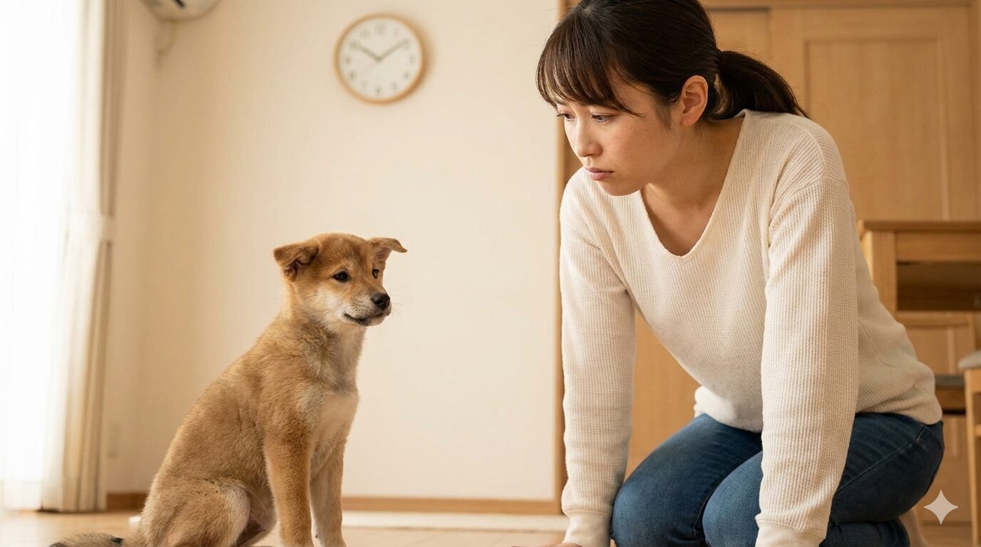 子犬がおすわりで落ち着かない時のNG対応