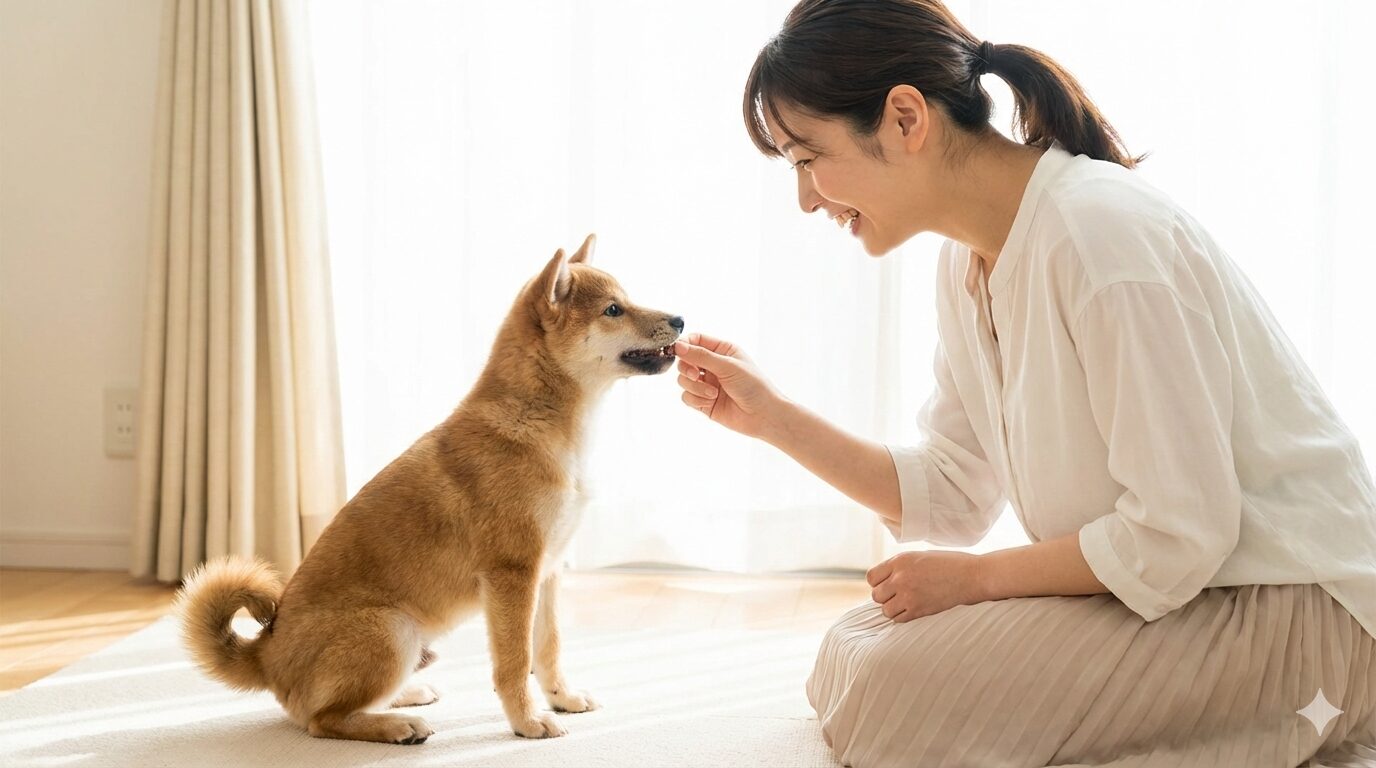 子犬のおすわりを落ち着かせる5分トレーニング
