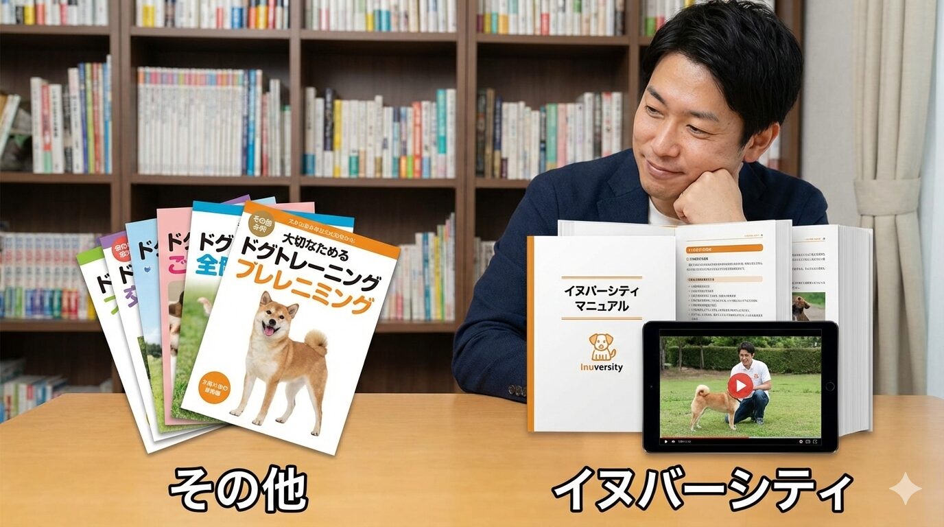 他の犬のしつけ教材と比較したときのイヌバーシティの強み