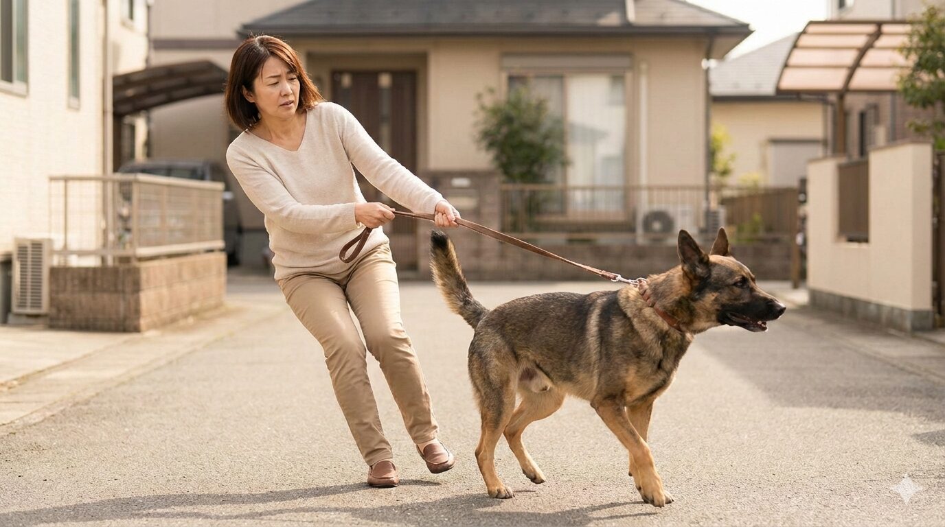 犬の散歩で引きが強すぎて転倒する危険性