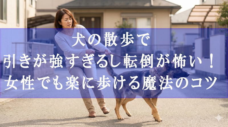 犬の散歩で引きが強すぎて転倒が怖い！女性でも楽に歩ける魔法のコツ