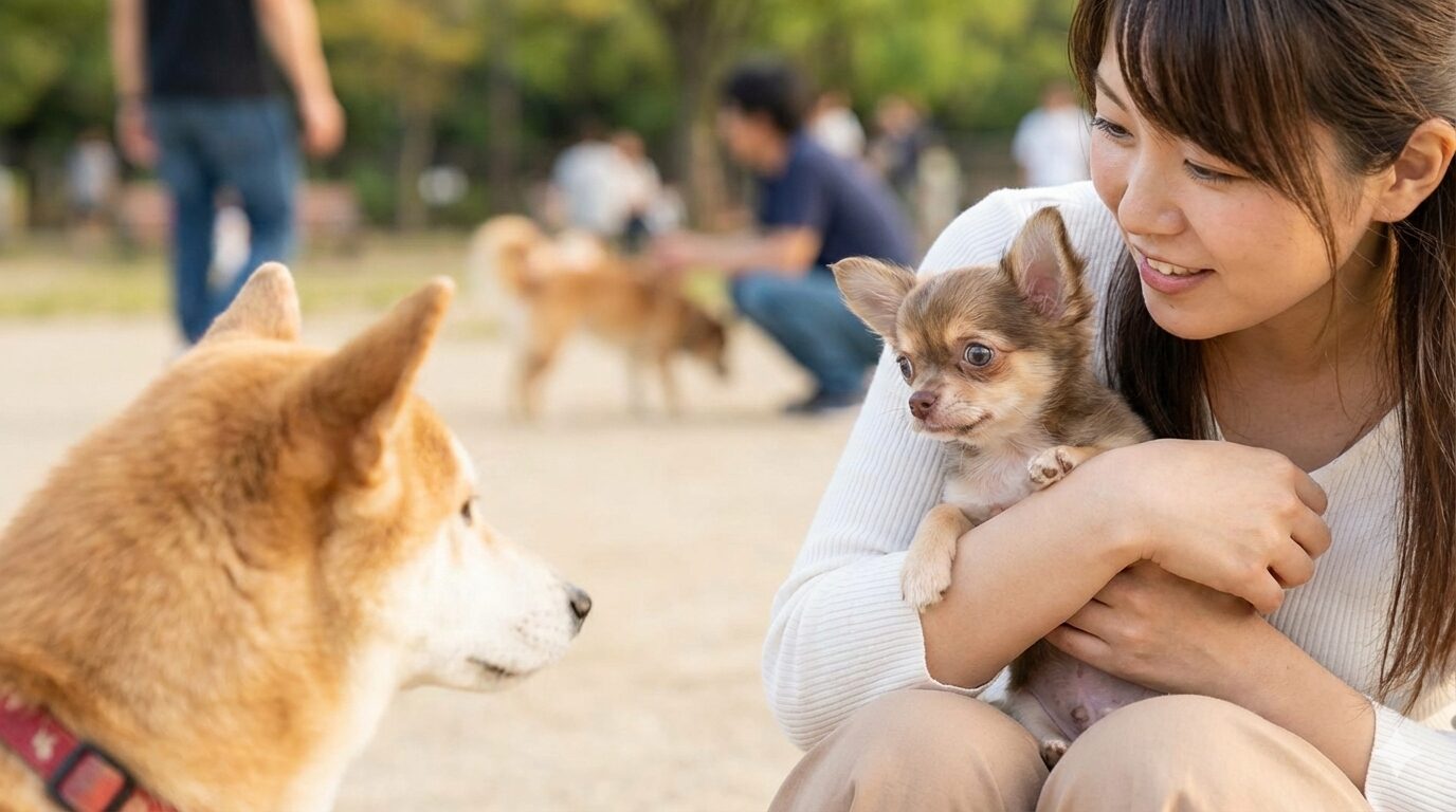他の犬への吠えが起きやすいチワワの背景