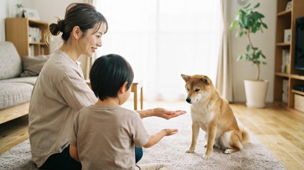 家族と犬が向き合い関わり方を見直すシーン